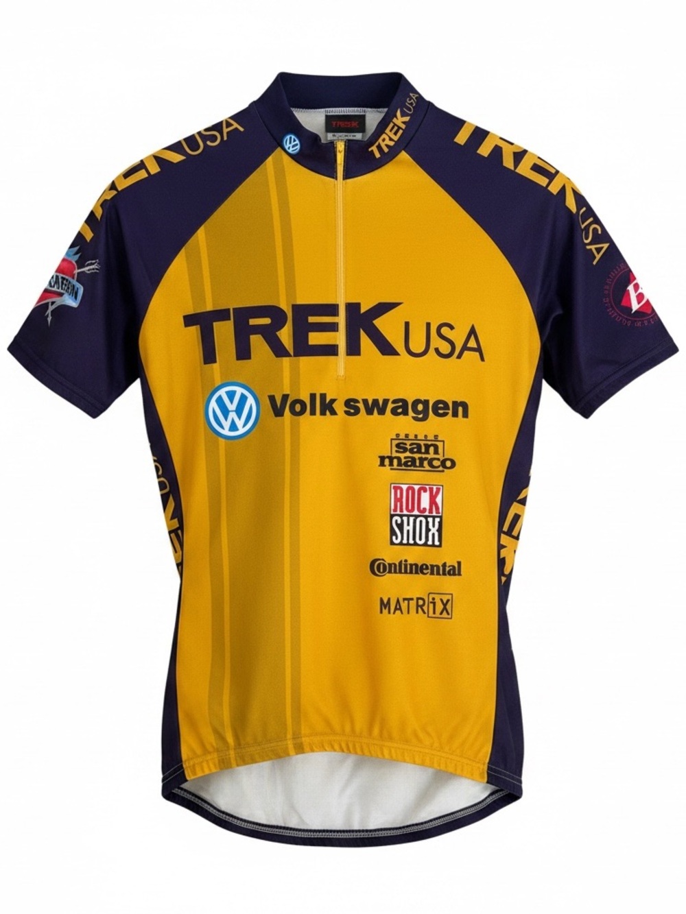 Trek USA Volkswagen Rock Shox Men's Vintage 1993 Yellow Cycling Jersey Size L